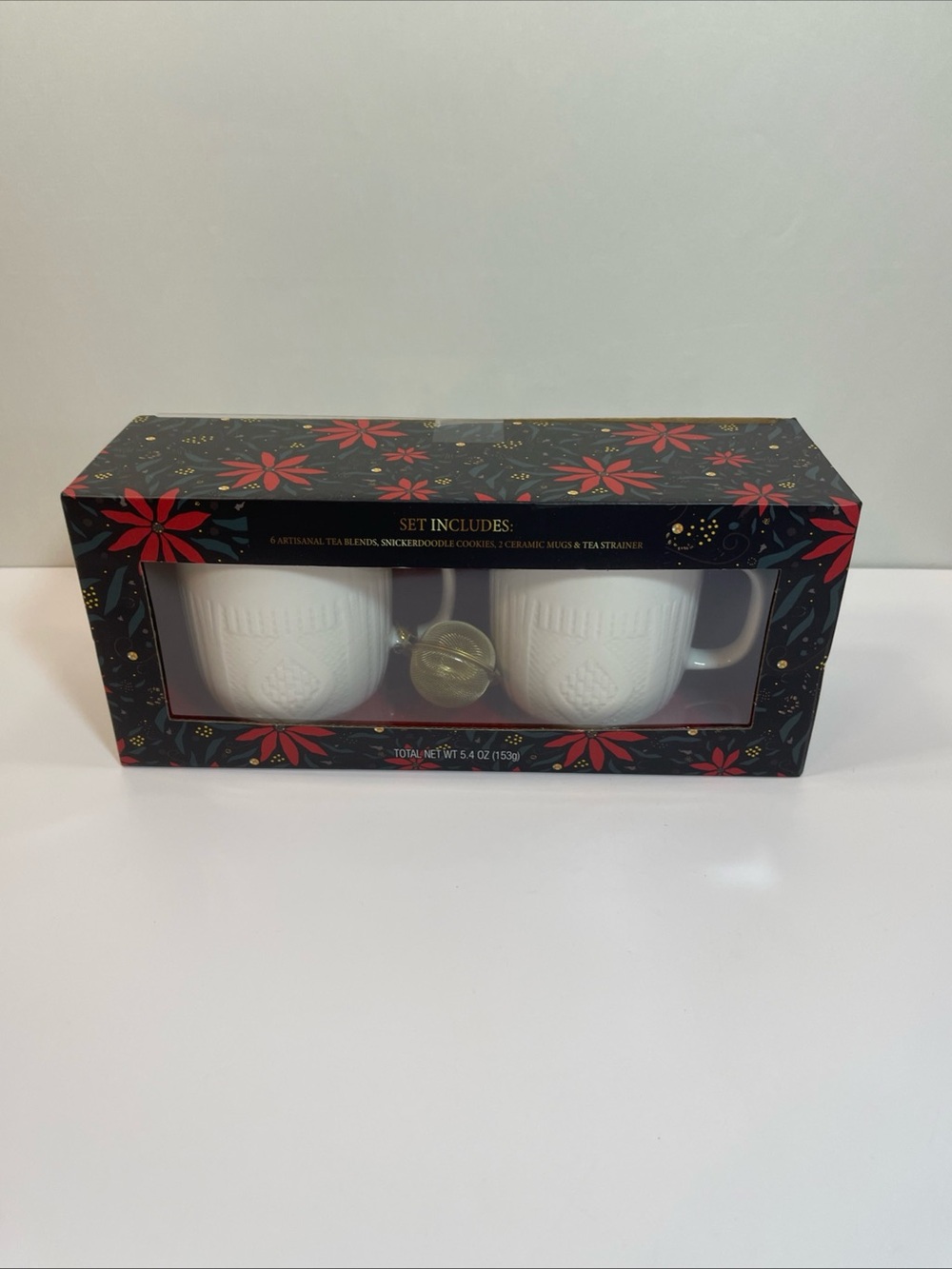 2 Modern Gourmet Mugs Cups And Tea Cup Infuser Set NIB Coffee Tea Christmas